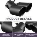 Dual Exhaust Tip, 2.48" Inlet Double Outlet Car Muffler Exhausts with Bolt, Stainless Steel Bending Anti-collision Auto Tail Pipe Muffler Tip, Universal Pipe Modification Accessory (Black)