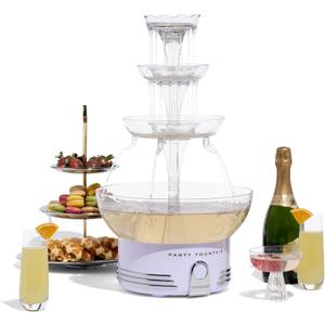 Nostalgia Countertop Retro Lighted Party Beverage Fountain 1.5 Gallon Capacity, 3-Tiered Cascading Tower with LED Base - Perfect for Punch, Juice, Wine, Champagne & More