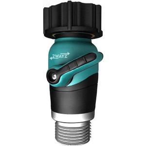 2WAYZ Heavy Duty Garden Hose Connector with On/Off Switch - Water Flow Control Adapter for Outdoor Use - Durable Brass Fitting with Hose Valve Shut-Off Handle for Quick Adjustments (0 Straight (Original))