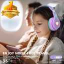 iClever Auraa Active Noise Cancelling Headphones for Kids, LED Light Up, Bluetooth 6.0, Safe Volume 80dBA, 47H Play Time,Fast Charging,Kids Headphones Wireless with Mic AUX Cord for Travel iPad,Purple