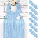 6 Pack Baby Blue Cheesecloth Table Runner 17x108 Inch Semi Sheer Boho Gauze Cheese Cloth Fabric Table Runners Table Decor for Wedding Party Baby Shower Birthday Home Decor Garden Farmhouse