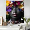 RichIdeas 44x60 Inches Black Woman Tapestries Black Girl Blanket African Print Tapestry for Home Bedroom Living Room Dorm RITADJ951