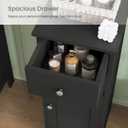 Iwell Bathroom Storage Cabinet, Small Bathroom Floor Cabinet with Drawer & Storage Shelf, Free-Standing Organizer Cabinets for Hallway/Living Room, Black