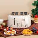4 Slice Toaster Roter Mond Retro Stainless Steel with Bagel Defrost Cancel Function, 6 Browning Settings, Extre Wide Slot and Removable Crumb Tray, Cream, ST033