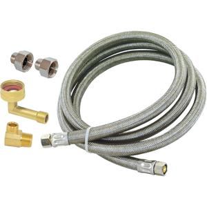 Eastman Dishwasher Installation Kit, 12 Foot Hose with Adapters, 3/8 Inch MIP x 3/4 Inch FHT Elbows, Braided Stainless Steel Connectors, 69008