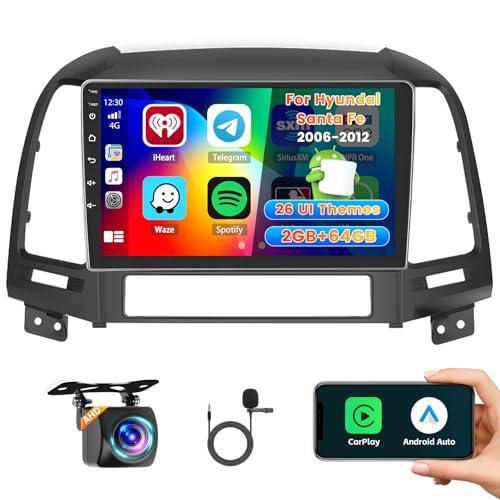 Amazon.com: Car Radio for Hyundai Santa Fe 2006 2007 2008 2009 2010 2011 2012, Android 13 Car Stereo Wireless Carplay, 9 inch Touch Screen for Santa Fe Carplay Android Auto Bluetooth GPS 2G RAM 64G ROM : Electronics