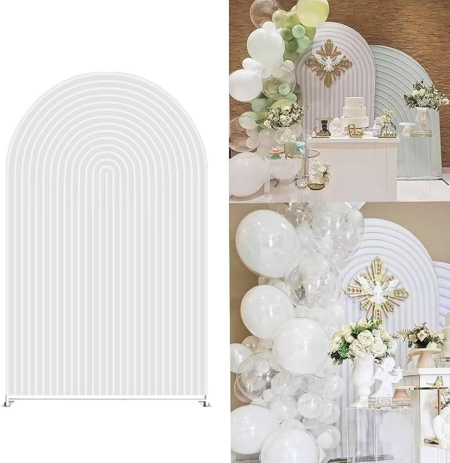 White Ripples Arch Backdrop Cover for Birthday Party Decorations Arched Fabric Covers for Bridal Shower Wedding Parties Cake Tablecloth Decors, 120x 220