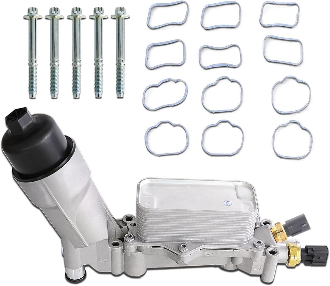 MITZONE 926-876 926-959 Aluminum Oil Cooler Filter Housing Assembly Compatible with 2011-2025 Chrysler Dodge Jeep Grand Cherokee Ram 1500 2014-2024 Ram ProMaster 1500 2500 3500 3500 3.6L V6 68308741AC