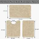 RUN HELIX Bathroom Rugs Sets 3 Piece, Luxury Microfiber Extra Soft Bath Rugs Set, Absorbent Water Shaggy Bath Mats, Non-Slip TPR Backing, Machine Washable, for Bathroom, Tub and Shower, Beige