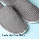12 Pairs Disposable House Slippers for Guests, Washable Reusable Soft Polar Fleece Spa Slippers, Non-slip Indoor Slippers for Hotel Travel (Gray)