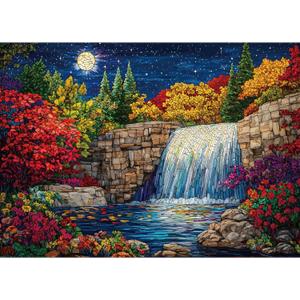 Stained Glass Puzzles for Adults 1000 Pieces, Forest Landscape Jigsaw Puzzles, Nature Difficult Challenging Jigsaw Puzzles, Finished Size 27.56 * 19.69", with 1:1 Poster, Letter on The Back