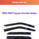 Rain Guards Window Visors for 1993-1997 Toyota Corolla Sedan
Out-Channel Window Visors Vent Wind Deflectors 4PC, Car Accessories for 93-97 Corolla Sedan (Sedan Only)