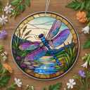 3 x 2025 Christmas Ornaments, Christmas Tree Ornaments Acrylic, Faux Stained Glass Effect White Elephant Gifts Exchange, Unique Suncatcher Xmas Stocking Stuffers for Women, Men (Dragonfly)