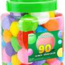 Eppingwin 90PCS Multicolor Pom Poms, 1.5 Inch Soft Pompoms for Crafts, Assorted Colors Big Pom Pom for Arts & Crafts DIY Projects (Multi-Colored)