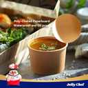JOLLY CHEF 50 Pack Disposable Paper Food Containers with Lids, 8 oz To Go Soup Bowls, Disposable Soup Cups with Lids for Restaurant, Party, Picnic