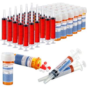 Threlaco 120 Pcs Nursing Graduation Party Supplies Plastic Syringe Empty Pill Bottles with Caps and Sticky Labels Class of 2026 Graduation Decoration Nurse Party Favor for Bsn Rn Lpn Gift