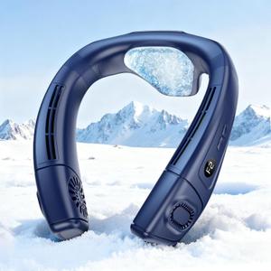 Neck Air Conditioner Fan Instant Cooling with Cooling Plate, Bladeless, 8000mAh Operated Wearable Rechargeable Neck Fan, 3 Cooling Level&3 Speeds Level for Hot Flashes, Travel, Gym, Medium
