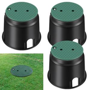Tandefio 3 Pcs 910 Electrical Splice Box 10 Inch Diameter Underground Electrical Junction Box Inground for Outdoor Wiring Splices (Black)