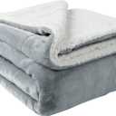 NANPIPER Sherpa Blanket Twin Thick Warm Blankets for Winter Bed Super Soft Fuzzy Flannel Fleece/Wool Like Reversible Velvet Plush Fabric(Light Grey Twin Size 60"x80")