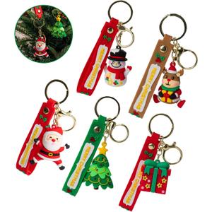 5Pcs 3D Santa Claus Keychain,Xmas Keyrings,Christmas Keychain Ornaments Santa Claus,A Must Have Fashionable Acc essory for This Christmas Season
