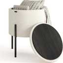 STORAGEBUD Round Ottoman with Storage, Boucle Storage Foot Stool, Makeup Vanity Stool, Small Ottoman Foot Rest, Modern Ottomans for Living Room and Bedroom, White