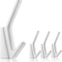SIAMESE Aluminum Towel Hooks, 4 Pcs Matte White Coat Hooks, Wall Hooks for Clothes, Jackets, Shower, Robe, Hat, Towel, in Bathroom, Kitchen, Living Room, Bedroom(Matte White)