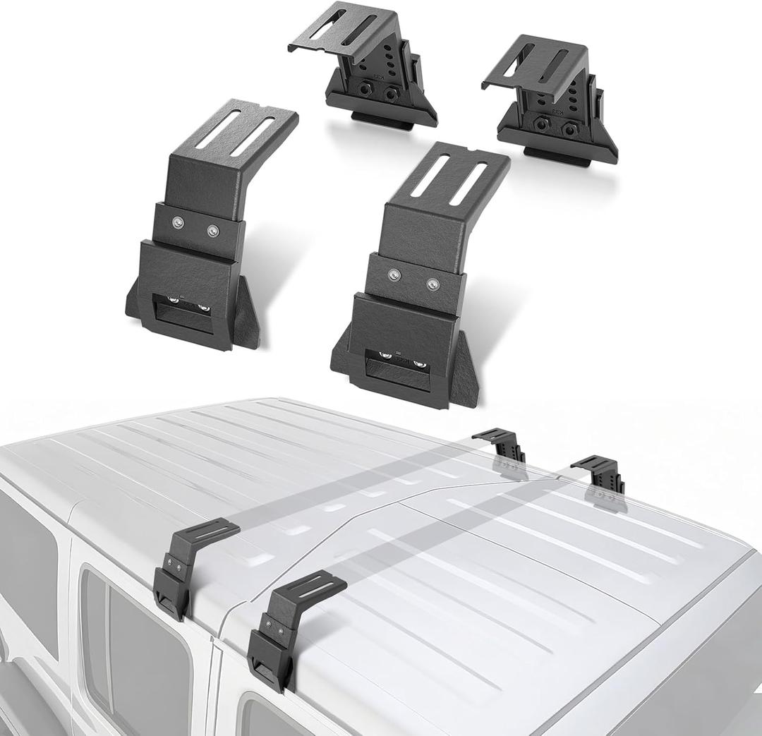 Roof Rack Mounting Brackets for Wrangler JL/JK (2007-2024), Gladiator JT, Cherokee XJ (1984-2001) - Heavy-Duty Steel, Easy Install, Secure Attachment for Cargo Management