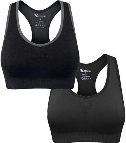 BAOMOSI Women's Seamless Racerback Sports Bra High Impact Support Yoga Gym Workout Fitness, Size: L
