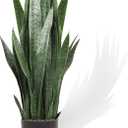 KOL 3FT Artificial Snake Plant, Fake Sansevieria Indoor Outdoor, 28 Thick PE Leaves Lifelike Faux Silk Plants, Home Decor Mother in Law Tongue 35in, Greenery for Office Decoration, Green
