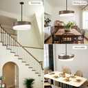 21.5'' Farmhouse Chandeliers for Dining Room Light Fixtures 5-Light Wood Texture Drum Chandelier with White Fabric Shade Large Rustic Pendant Lighting for Foyer Bedroom Living Room Kitchen，E26