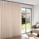 Room Divider Blackout Curtains Flexible Sliding Tracks Sets Ceiling Mounted Rod Window Curtain Privacy Separation for Bedroom Living Rooms,1 Panel Beige Drape and Black Track Set-W108xH72 in