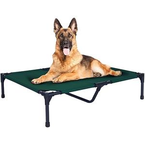 FIOCCO Elevated Dog Bed - Dog Cot with Chew Proof Mesh for X-Large Dogs, Waterproof Washable Raised Pet Bed, Portable Pet Bed for Outdoor Use, Dogs Cot Beds, Green