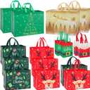 16 Pack Christmas Gift Bags Assorted Sizes, Reusable Heavy Duty Tote Bags with Handles - 4 Extra Large, 8 Large, 4 Small, Non-Woven Christmas Bags for Gifts, Holiday Shopping, Xmas Party Favors