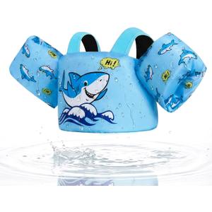 Gogokids Toddler Swim Vest for Kids 24-66 lbs, Swimming Pool Floats Vest[CPC Certified & Adjustable Fit] Toddler Arm Floaties Swim Jacket Water Wings for Beach Puddle Pool Jumper Boys Girls 1-6 Years (Light Blue Shark)