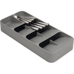 Joseph Joseph DrawerStore Compact Utensil Organizer For Kitchen Drawer Silverware, Flatware Tray, Grey (Large)