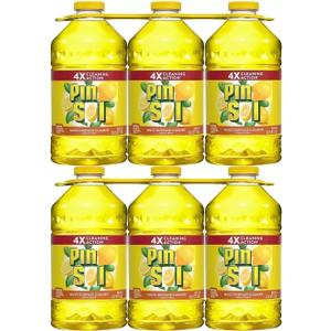 Pinesol Multi-Surface Cleaner  All-Purpose Deodorizer Lemon Fresh, Concentrated Formula 4x Cleaning Action  Multi-Purpose Cleaner for Bathroom, Kitchen 100 Fl Oz Each (Case of 6 Makes 300 Gallons)