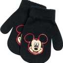 Disney Boys Mickey Mouse Winter Hat and 2 Pair Mitten or Gloves Set (Age 2-7) (Mickey Ears Mitten Red/Black)