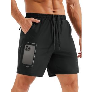 MAGCOMSEN Mens Hiking Shorts 7 Inch Quick Dry Lightweight Workout Athletic (Black), Size 36