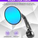 RACOONA Bar End Mirrors, Anti Glare Side View Mirrors for Handlebar, Fits Most Motorcycle with 7/8'' Handlebar (Blue Lense, Round)