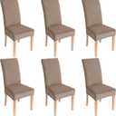 Smiry Velvet Stretch Chair Covers for Dining Room Set of 6, Soft Fit Removable Washable Kitchen Parsons Chair Slipcover Protector, Khaki