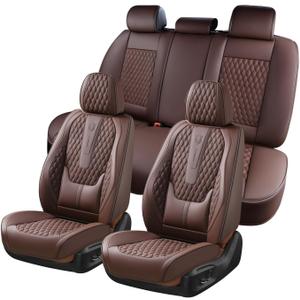 Coverado Car Seat Covers Full Set, Pink Seat Covers, Waterproof Car Seat Cover with Lumbar Support, Car Seat Cushion Protector, Car Seat Covers Front Seats Universal Fit Most Cars Red Line