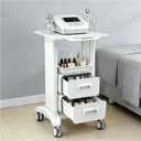 Medical Trolley Cart Mobile with Drawers, Hospital Ultrasound Cart with 4 Silent Swivel Wheels, Portable Medical Trolley Carts, 225 LBS Load, for Beauty, Salon, Clinic and Lab (White, Double Drawer)