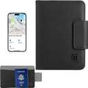 Miroddi Passport Holder for Travel, Works with Find My, Leather Passport Wallet for Travel Essentials, Passport Cover Case for Men and Women with Finder Tracker, 8 Card Slots, RFID Blocking, Black