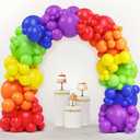 JOYIN 144 Pcs Rainbow Balloon Arch Kit, 6 Assorted Colors Balloons Arch Kit Different Sizes 18 12 10 5 Inch with Instruction for Birthday Party Baby Shower Wedding Party Decoration