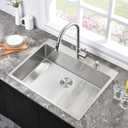 Stainless Steel Kitchen Sink Drop In-Hovheir 31x20 Inch Drop In Top Mount Kitchen Sinks 16 Gauge Stainless Steel Deep Sink Single Basin Overmount Sinks with Cutting Board, 31"x20"x10"