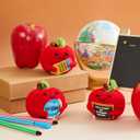 Henoyso 3 Pcs Christmas Teacher Gifts, Crochet with Card, Handmade Crochet Knitting Thank You Gift for Christmas Xmas Home Table Decorations Ornament