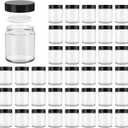 4 oz Glass Jars with Lids, Hoa Kinh 40 Pack Clear Small Glass Jars with Black Lids Empty Cosmetic Containers Airtight Round Glass Jar for Lotions, Powders and Ointments