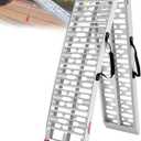 Ruedamann 7.5FT Aluminum Motorcycle Ramp, 750 lbs Capacity, Folding Truck Ramp for ATV, Motorcycle, Lawn Mower, Dirt Bike, Ribbed Plate Traction, Rubber-Tipped Fingers, Load Straps Included, 1 PC