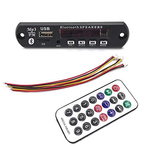 HiLetgo 12V MP3 WMA Audio Bluetooth Decoding Board w/SD Card Slot/USB/FM/Remote Decoding Module for Car with LCD Display and Remote Controller