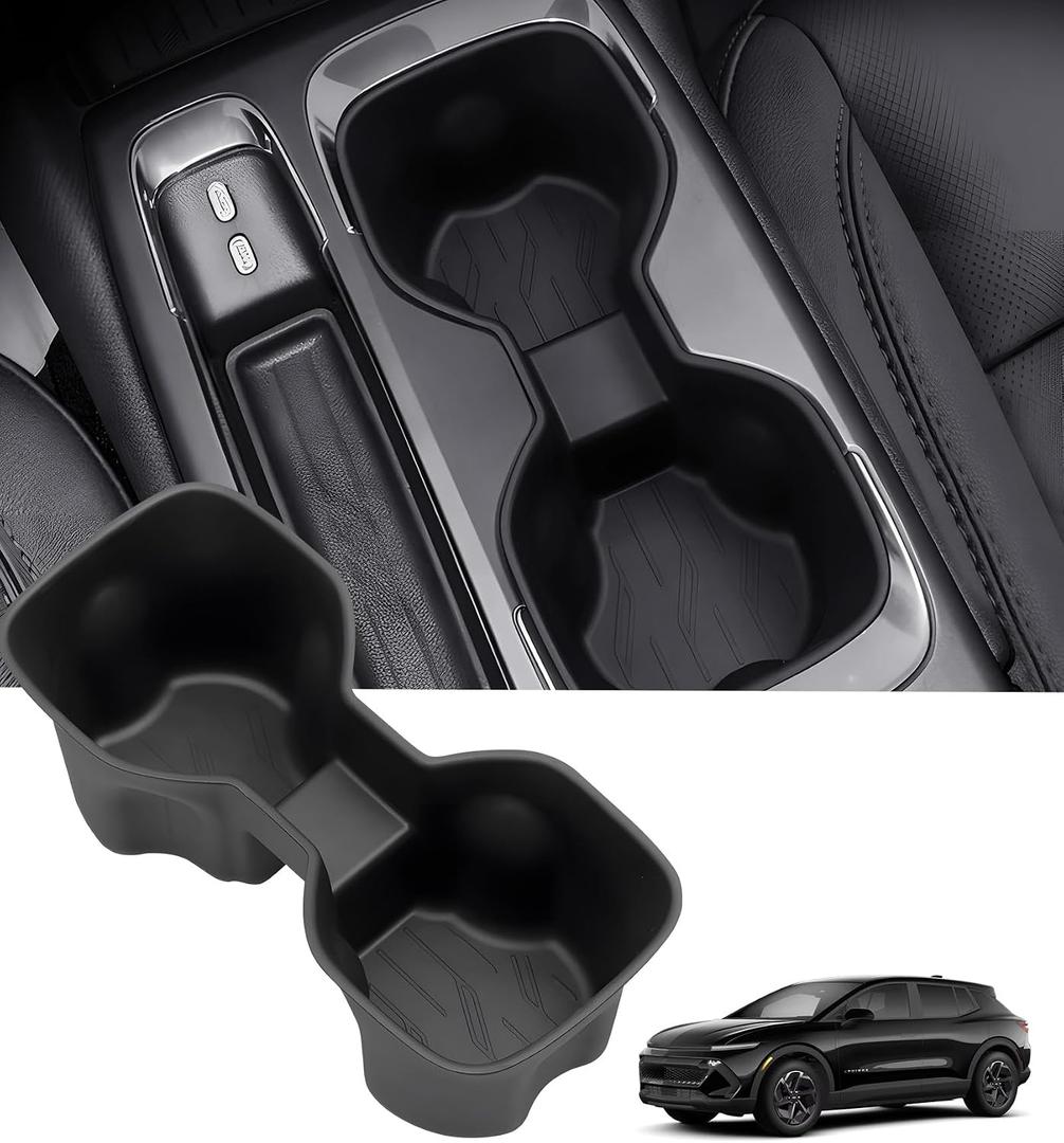 Center Console Cup Holder Inserts for Chevrolet Equinox EV 2026 2025 2024 (Not for Gas), Interior Accessories TPE Car Cup Holders Covers Protector for Chevy Equinox EV 2024-2026, Black